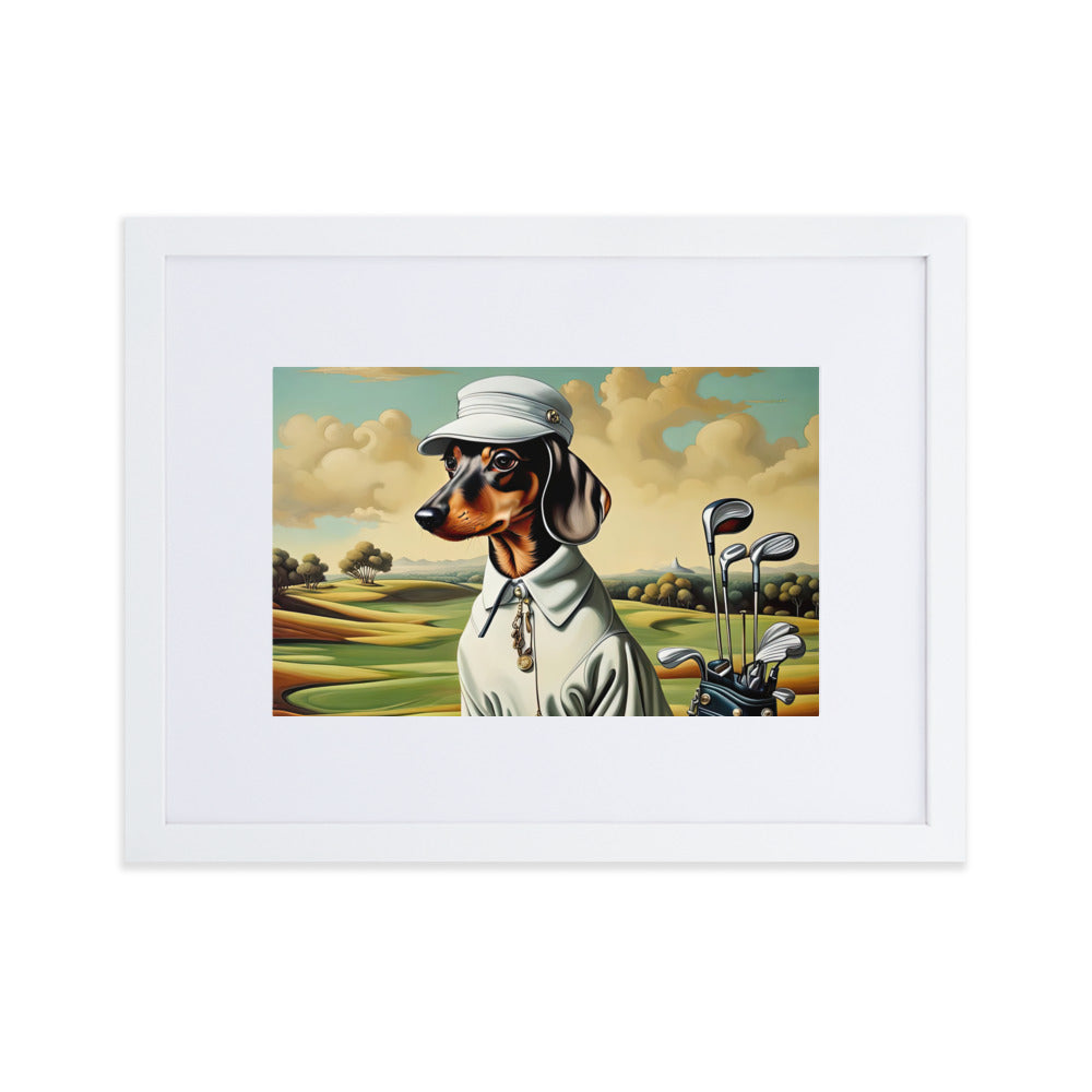 Dachshund Golfer- Matte Paper Framed Poster With Mat v3