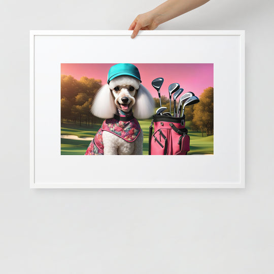 Poodle Golfer- Matte Paper Framed Poster With Mat v5