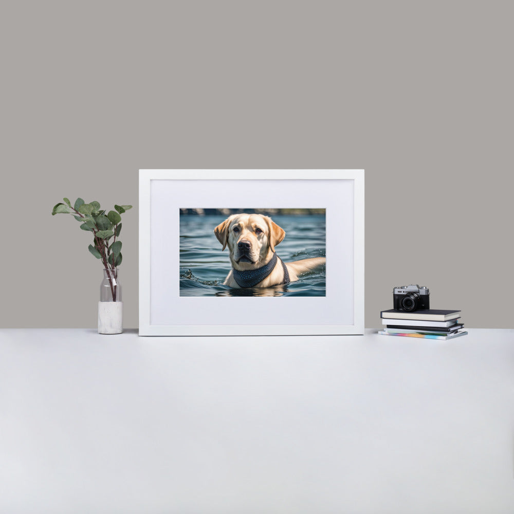 Matte Paper Framed Poster With Mat-Labrador Retriever V3