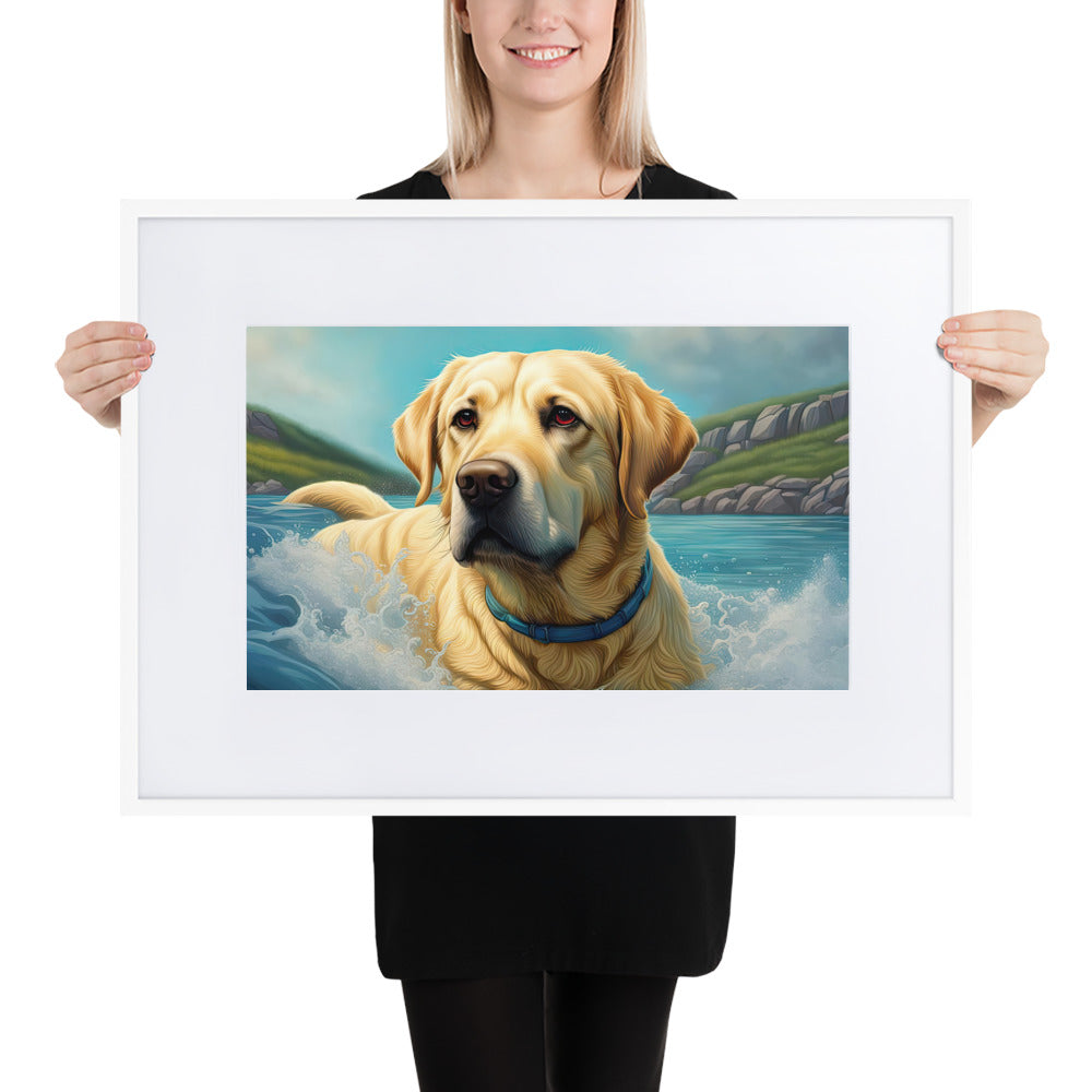 Matte Paper Framed Poster With Mat-Labrador Retriever V2