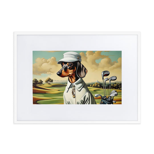 Dachshund Golfer- Matte Paper Framed Poster With Mat v3