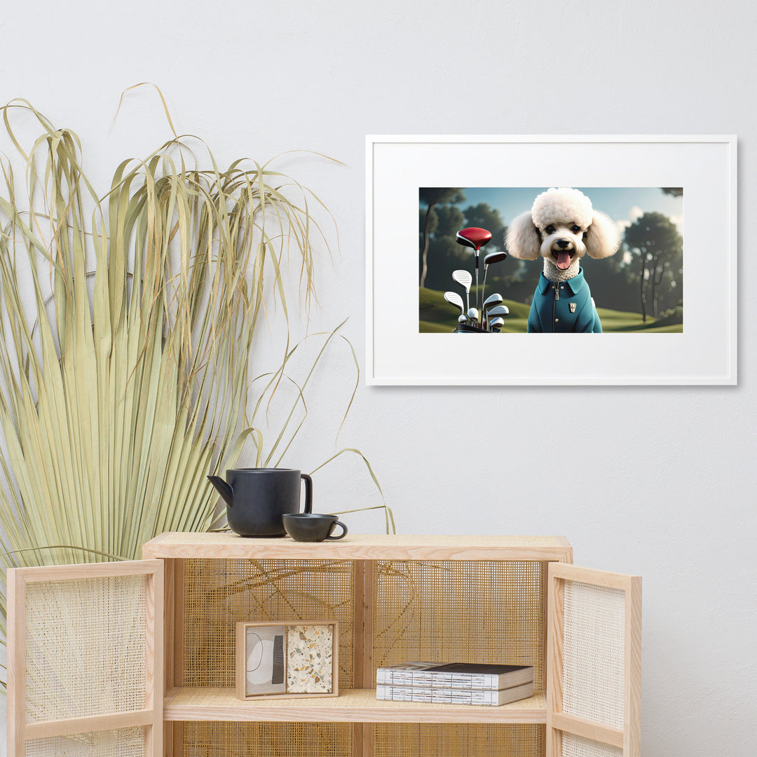Poodle Golfer- Matte Paper Framed Poster With Mat