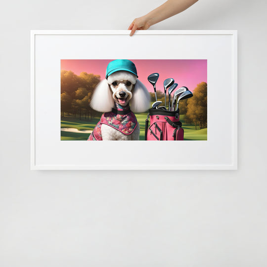 Poodle Golfer- Matte Paper Framed Poster With Mat v5