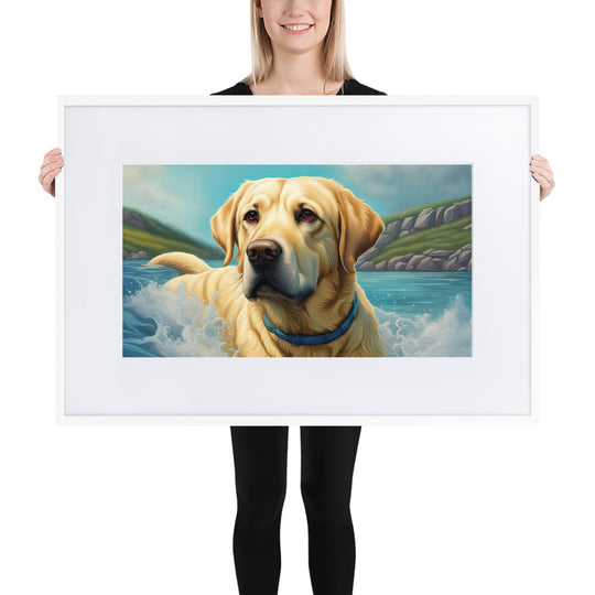 Matte Paper Framed Poster With Mat-Labrador Retriever V2