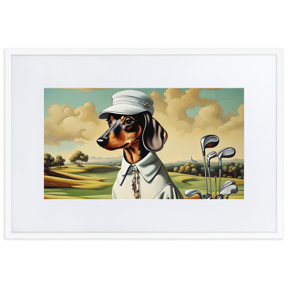 Dachshund Golfer- Matte Paper Framed Poster With Mat v3