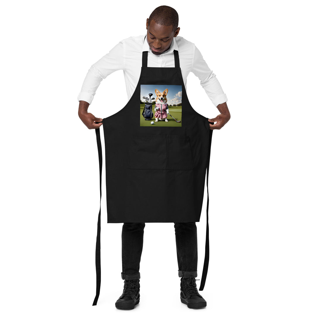 Pembroke Welsh Corgi Golfer- Organic cotton apron v5