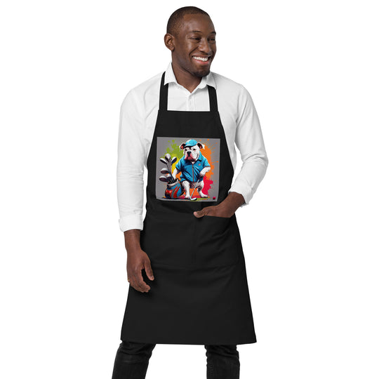 Bulldog Golfer- Organic cotton apron v3