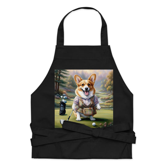 Pembroke Welsh Corgi Golfer- Organic cotton apron v3