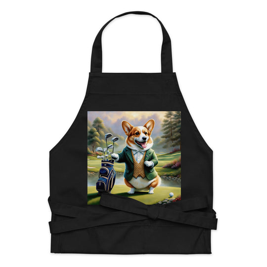 Pembroke Welsh Corgi Golfer- Organic cotton apron v4
