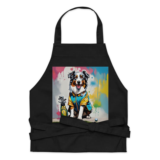 Australian Shepherd Golfer- Organic cotton apron v3