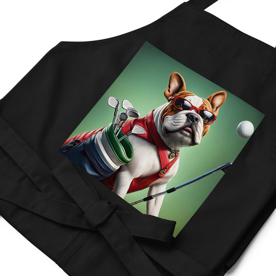 Bulldog Golfer- Organic cotton apron v2