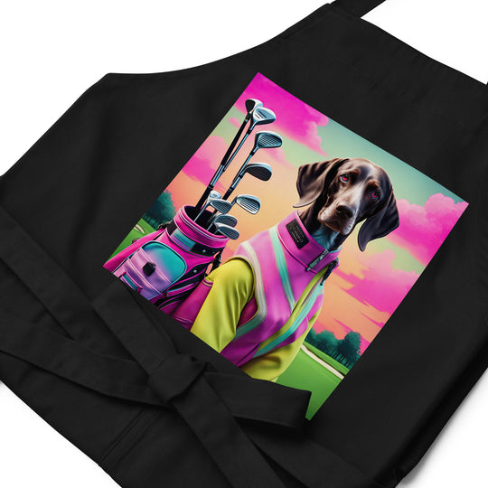 German Shorthaired Pointer Golfer- Organic cotton apron v3