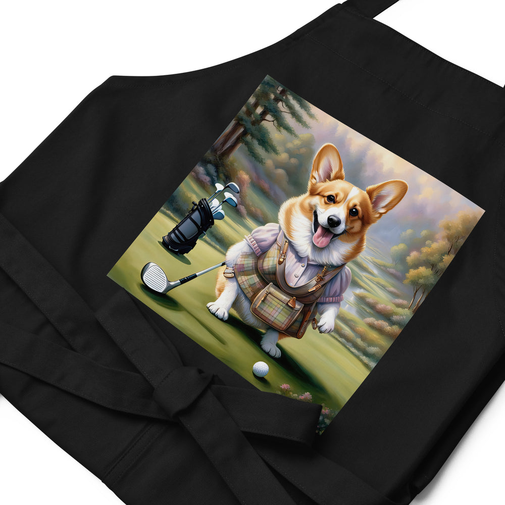 Pembroke Welsh Corgi Golfer- Organic cotton apron v3