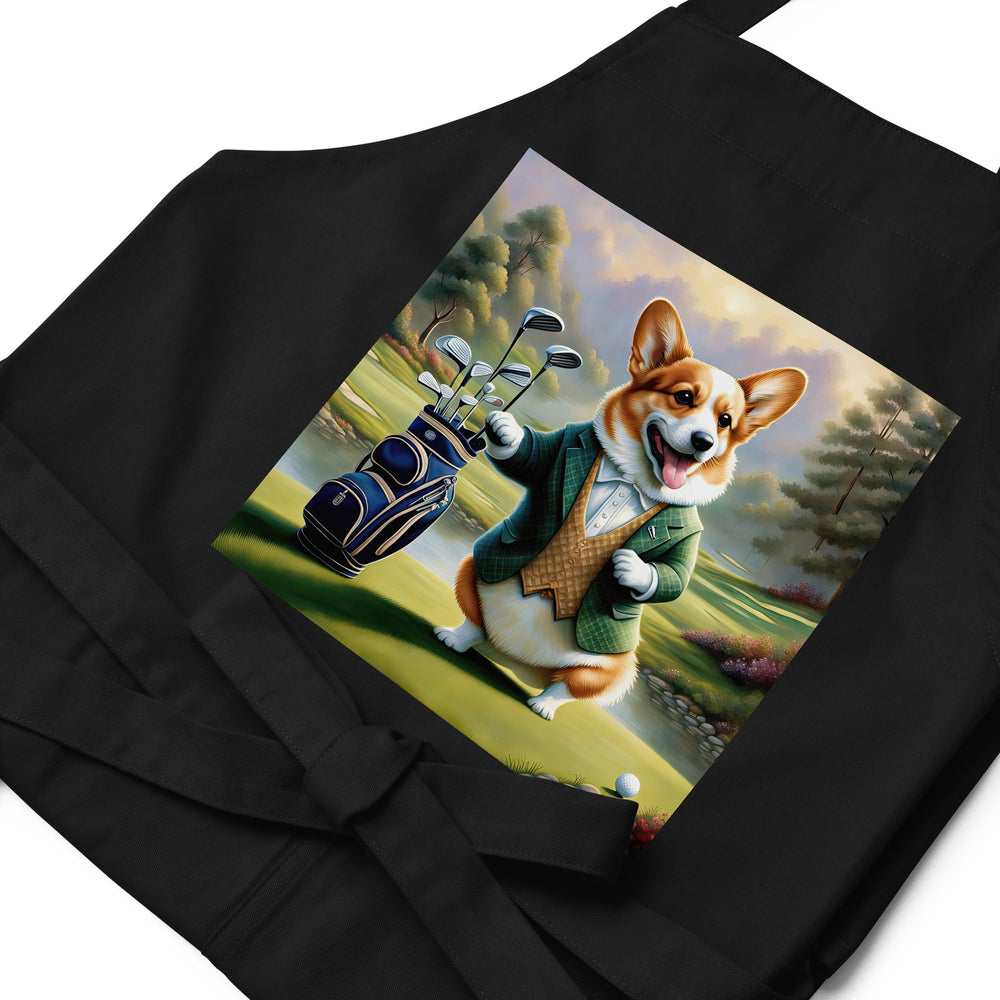 Pembroke Welsh Corgi Golfer- Organic cotton apron v4