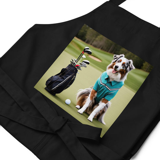 Australian Shepherd Golfer- Organic cotton apron v4