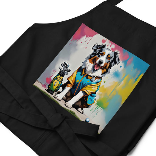 Australian Shepherd Golfer- Organic cotton apron v3