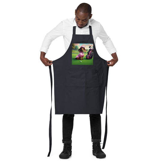 Dachshund Golfer- Organic cotton apron v2