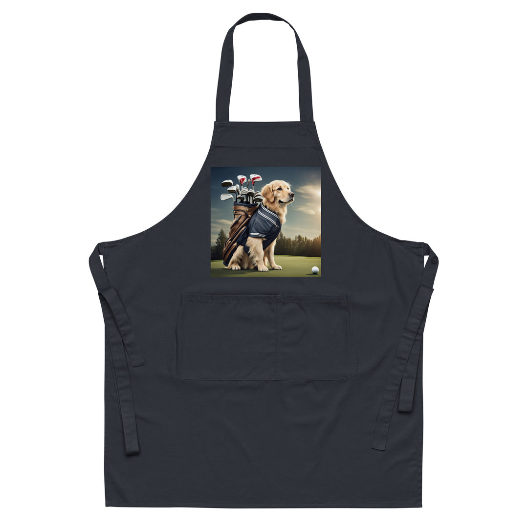 Golden Retriever Golfer- Organic cotton apron v5