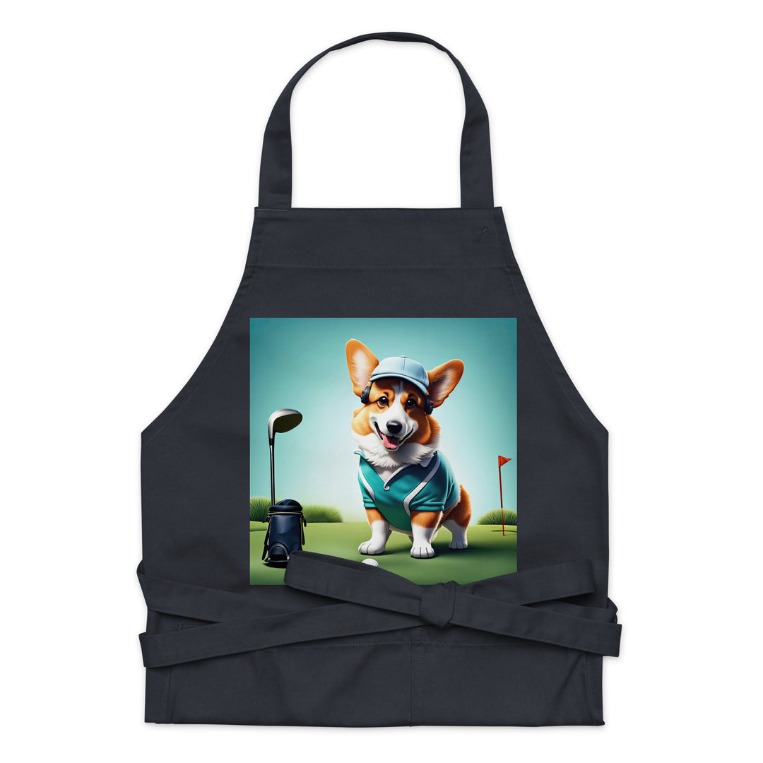 Pembroke Welsh Corgi Golfer- Organic cotton apron