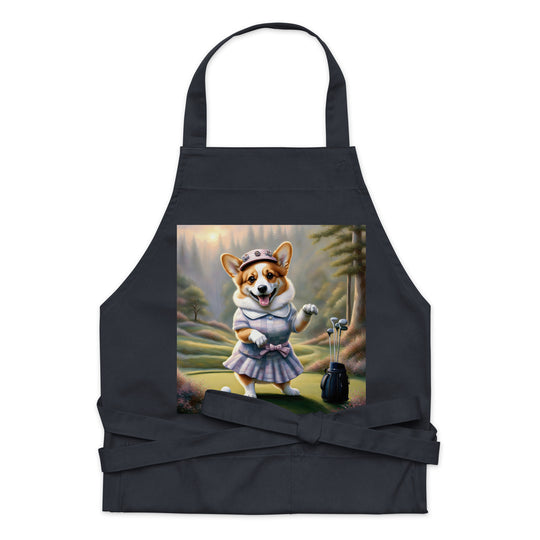 Pembroke Welsh Corgi Golfer- Organic cotton apron v2