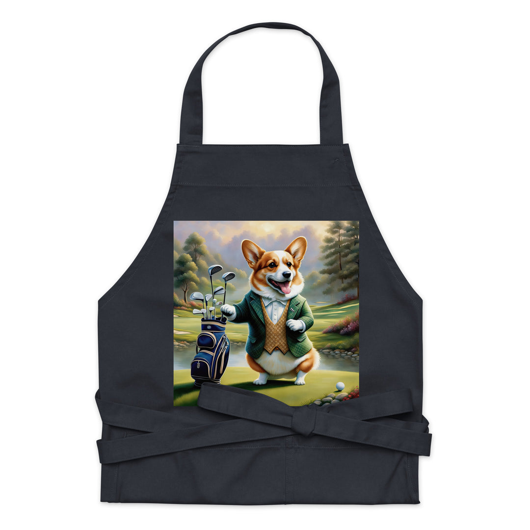 Pembroke Welsh Corgi Golfer- Organic cotton apron v4
