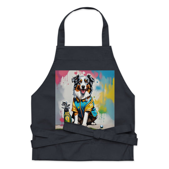 Australian Shepherd Golfer- Organic cotton apron v3