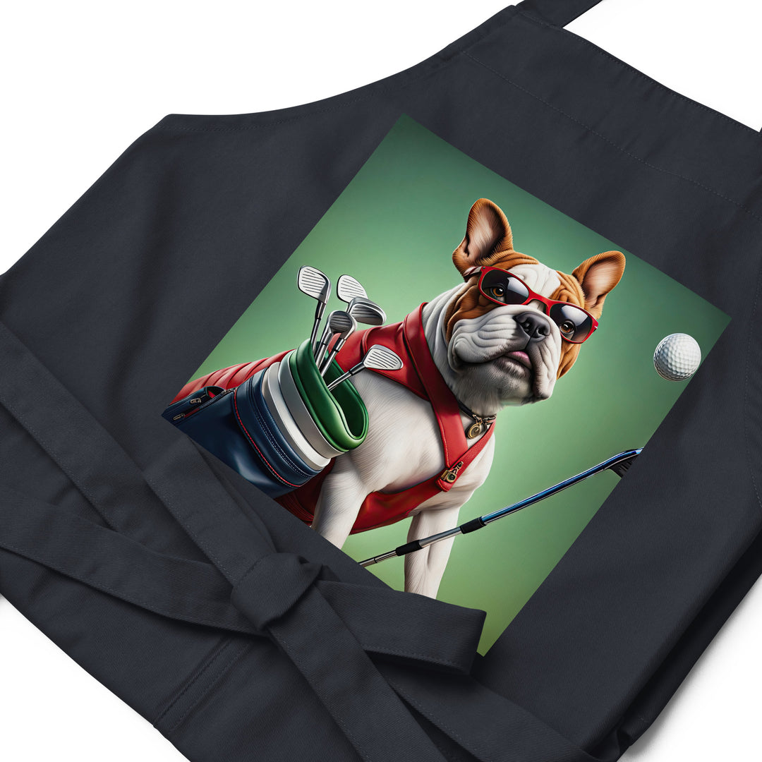 Bulldog Golfer- Organic cotton apron v2