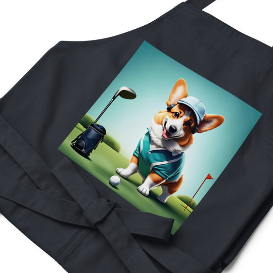 Pembroke Welsh Corgi Golfer- Organic cotton apron