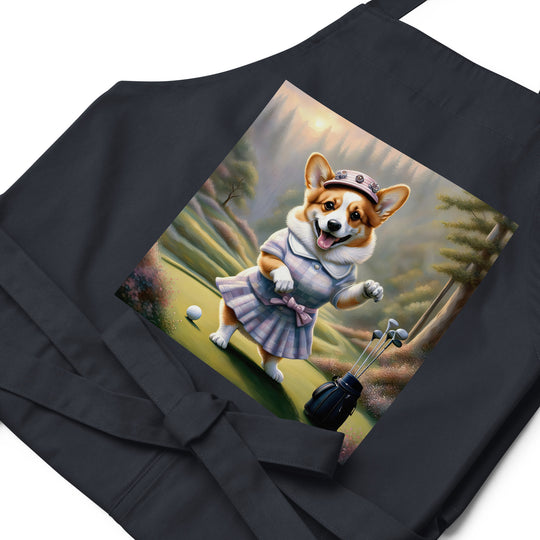 Pembroke Welsh Corgi Golfer- Organic cotton apron v2