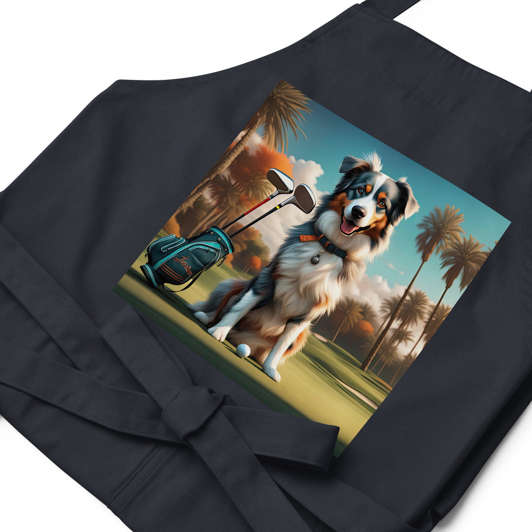 Australian Shepherd Golfer- Organic cotton apron v2