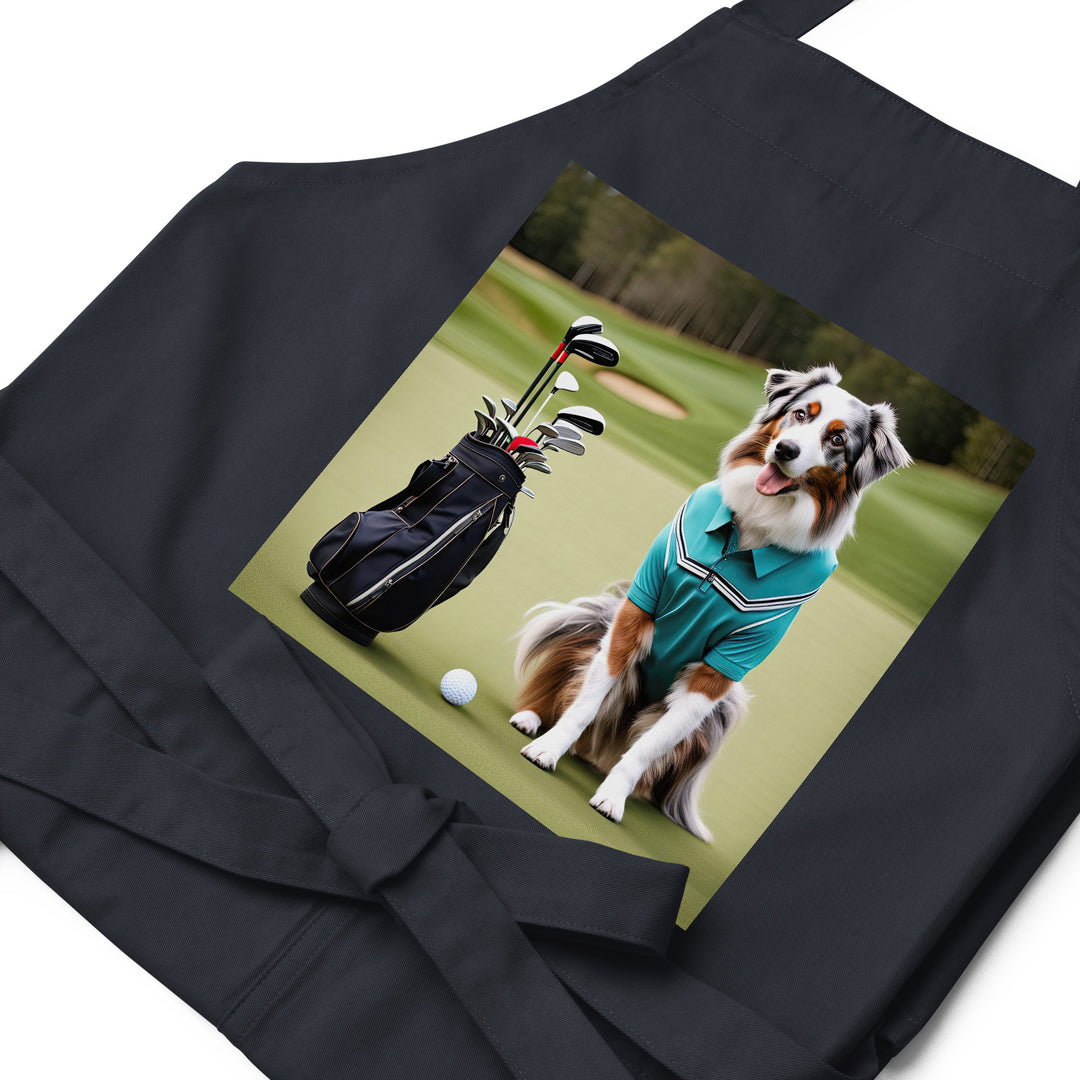 Australian Shepherd Golfer- Organic cotton apron v4