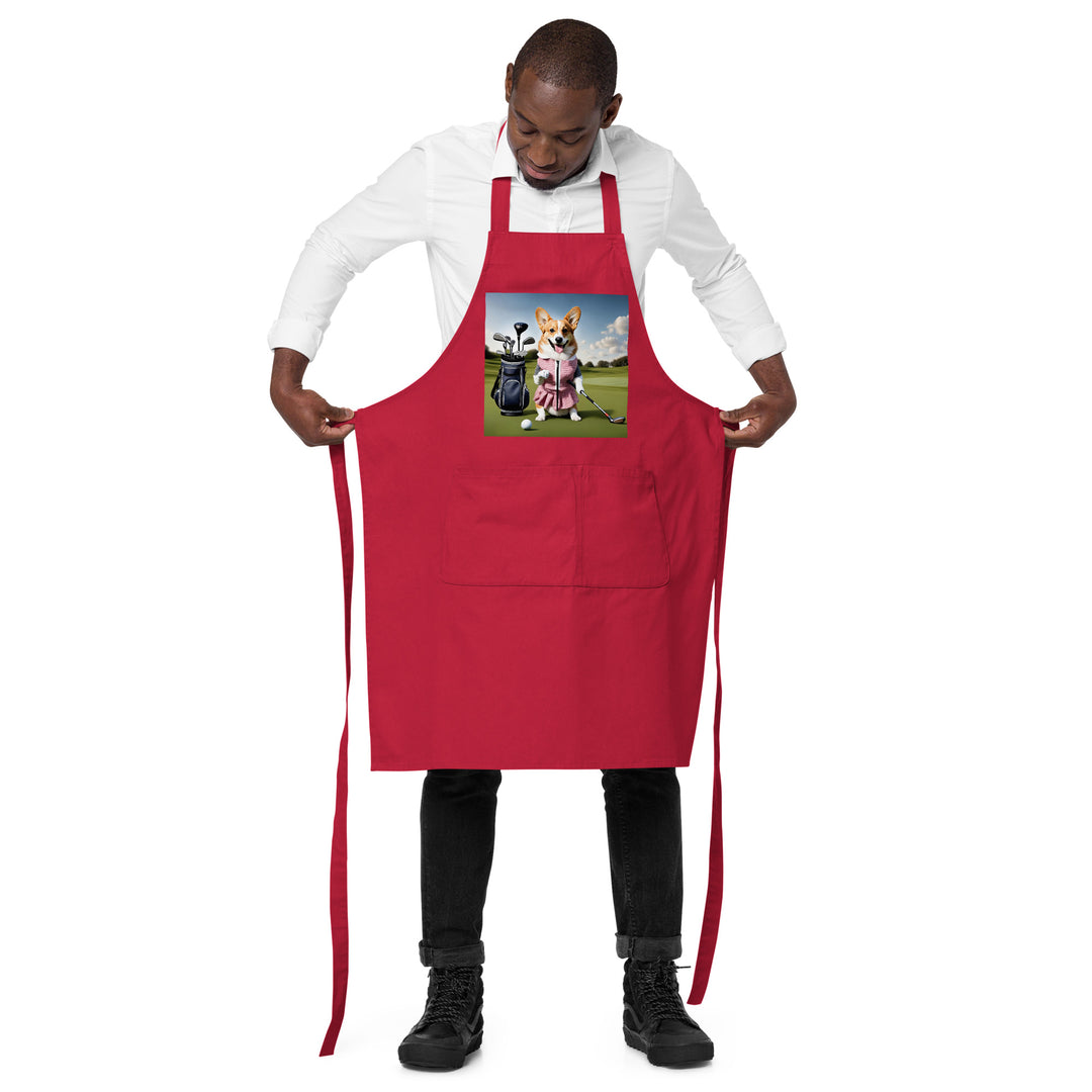 Pembroke Welsh Corgi Golfer- Organic cotton apron v5