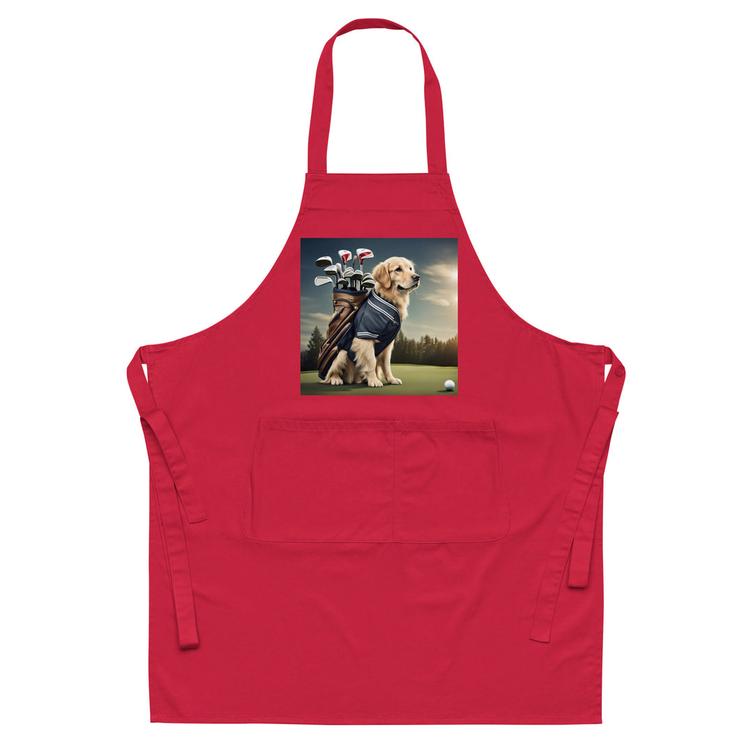 Golden Retriever Golfer- Organic cotton apron v5