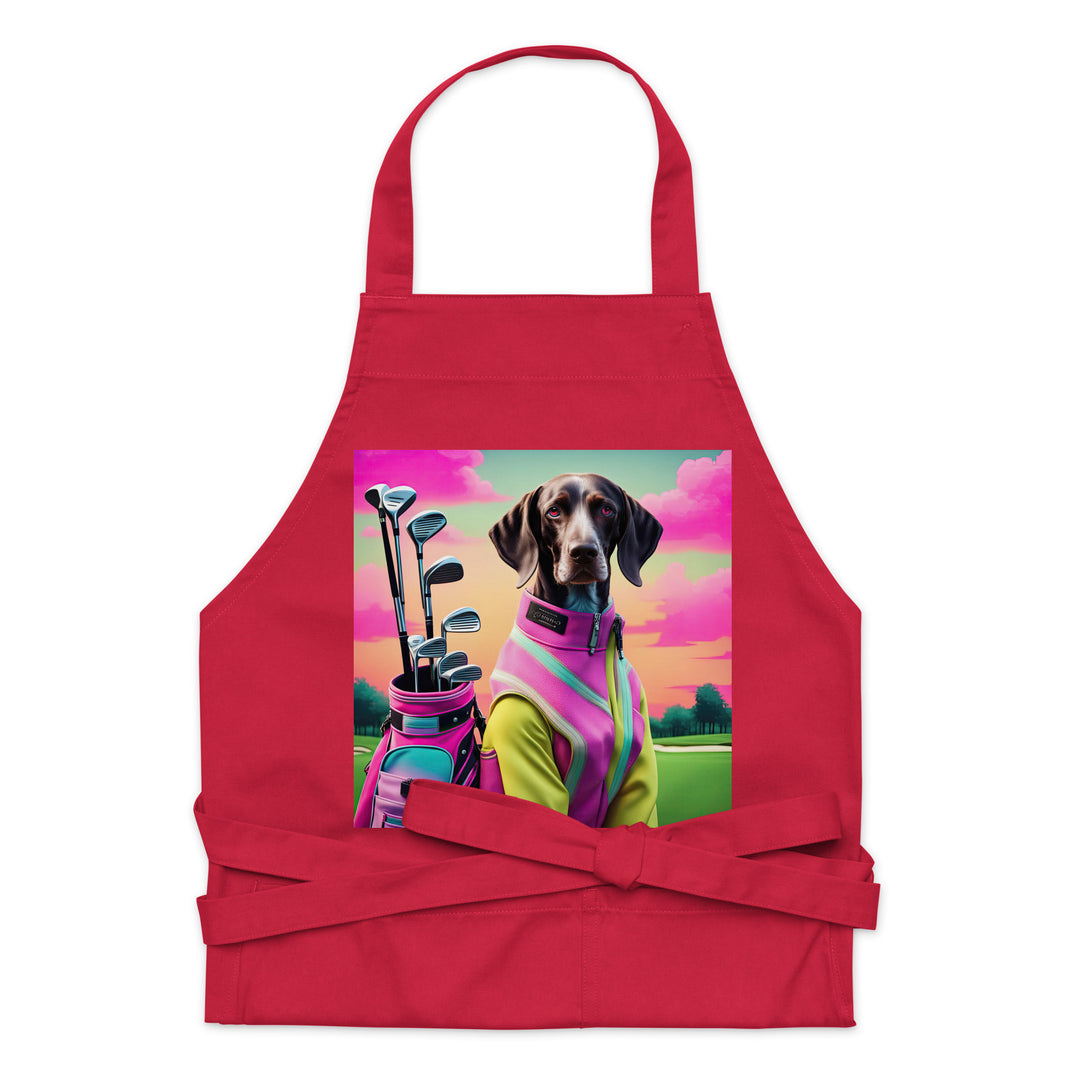 German Shorthaired Pointer Golfer- Organic cotton apron v3