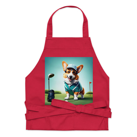 Pembroke Welsh Corgi Golfer- Organic cotton apron