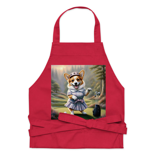 Pembroke Welsh Corgi Golfer- Organic cotton apron v2