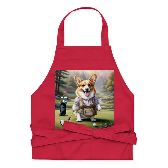 Pembroke Welsh Corgi Golfer- Organic cotton apron v3