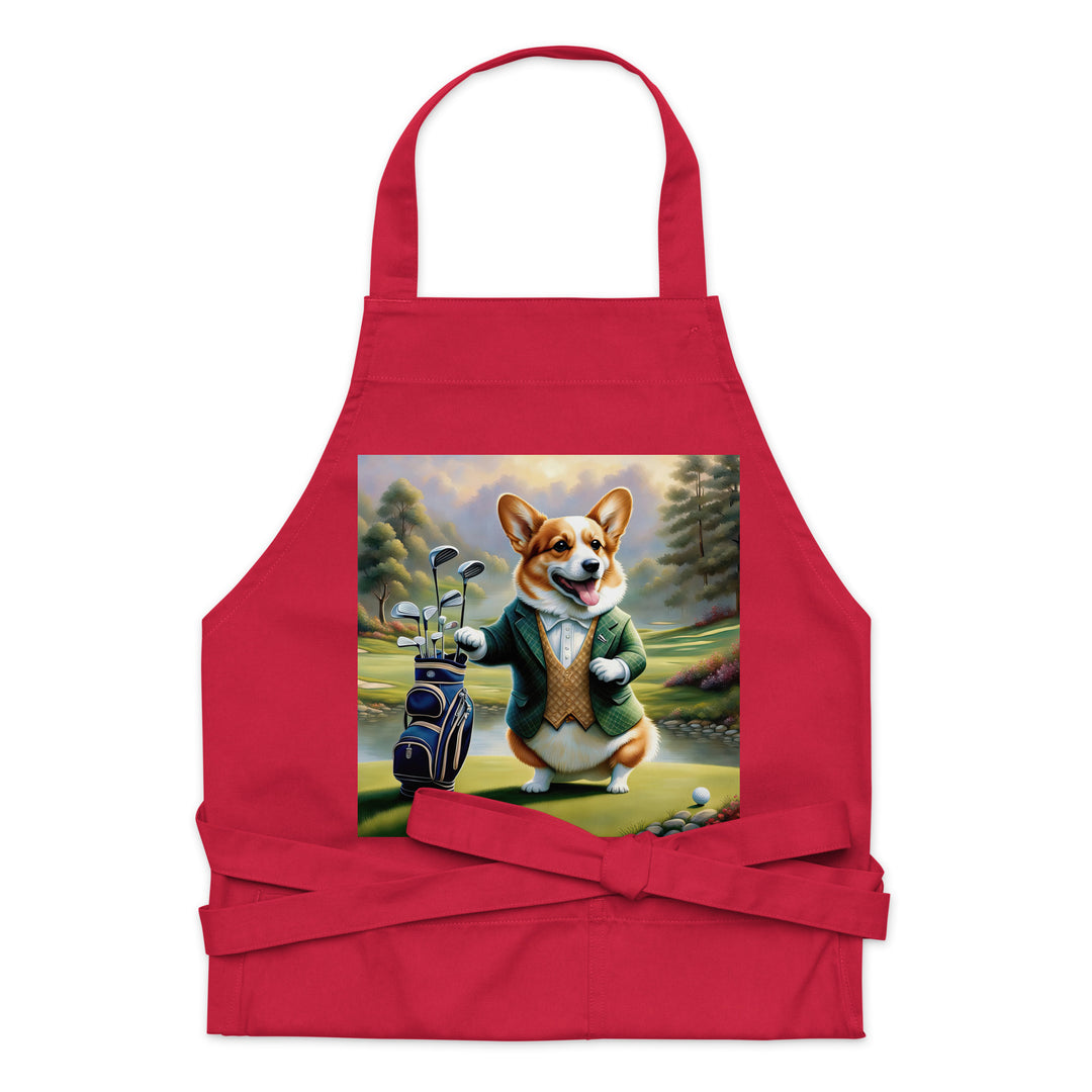 Pembroke Welsh Corgi Golfer- Organic cotton apron v4
