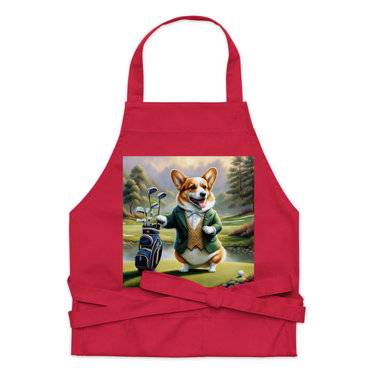 Pembroke Welsh Corgi Golfer- Organic cotton apron v4
