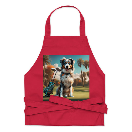 Australian Shepherd Golfer- Organic cotton apron v2