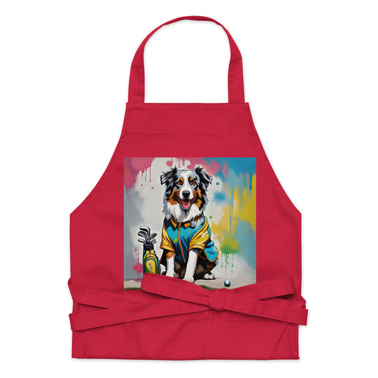 Australian Shepherd Golfer- Organic cotton apron v3