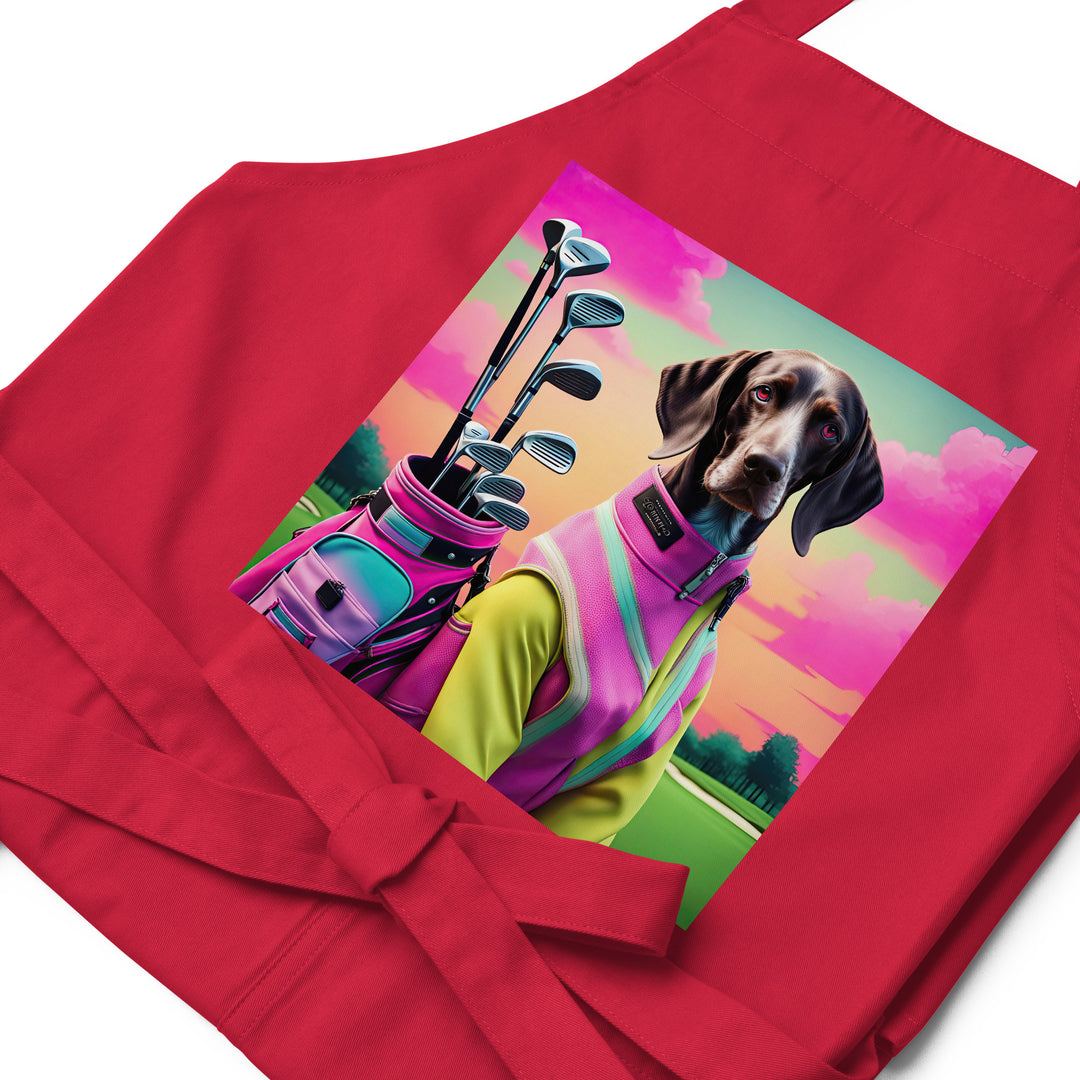 German Shorthaired Pointer Golfer- Organic cotton apron v3