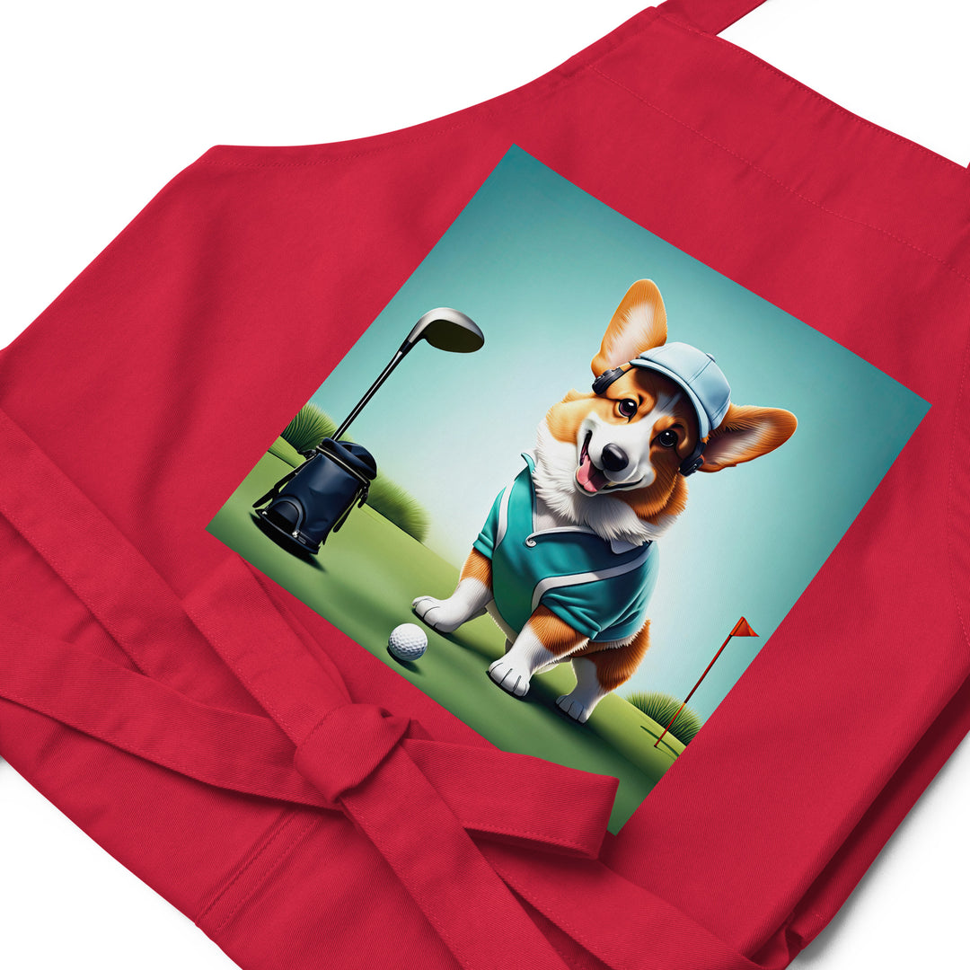 Pembroke Welsh Corgi Golfer- Organic cotton apron