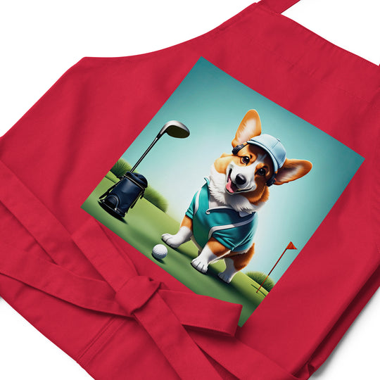 Pembroke Welsh Corgi Golfer- Organic cotton apron