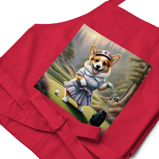 Pembroke Welsh Corgi Golfer- Organic cotton apron v2