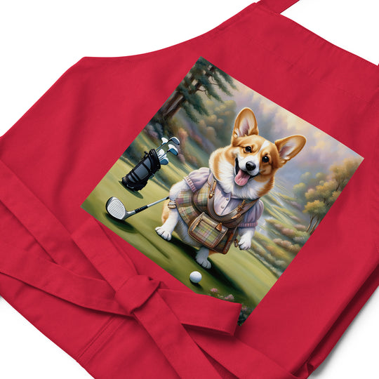 Pembroke Welsh Corgi Golfer- Organic cotton apron v3