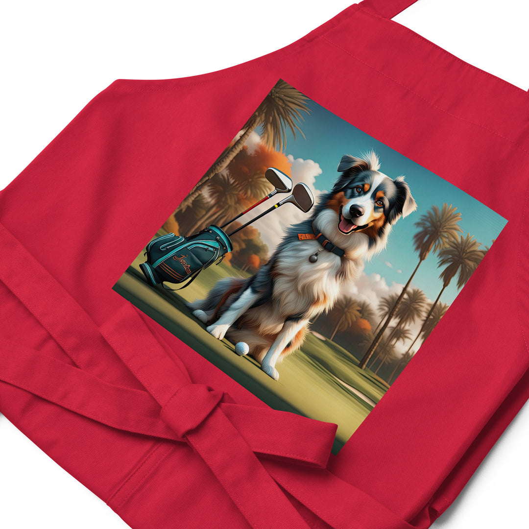 Australian Shepherd Golfer- Organic cotton apron v2