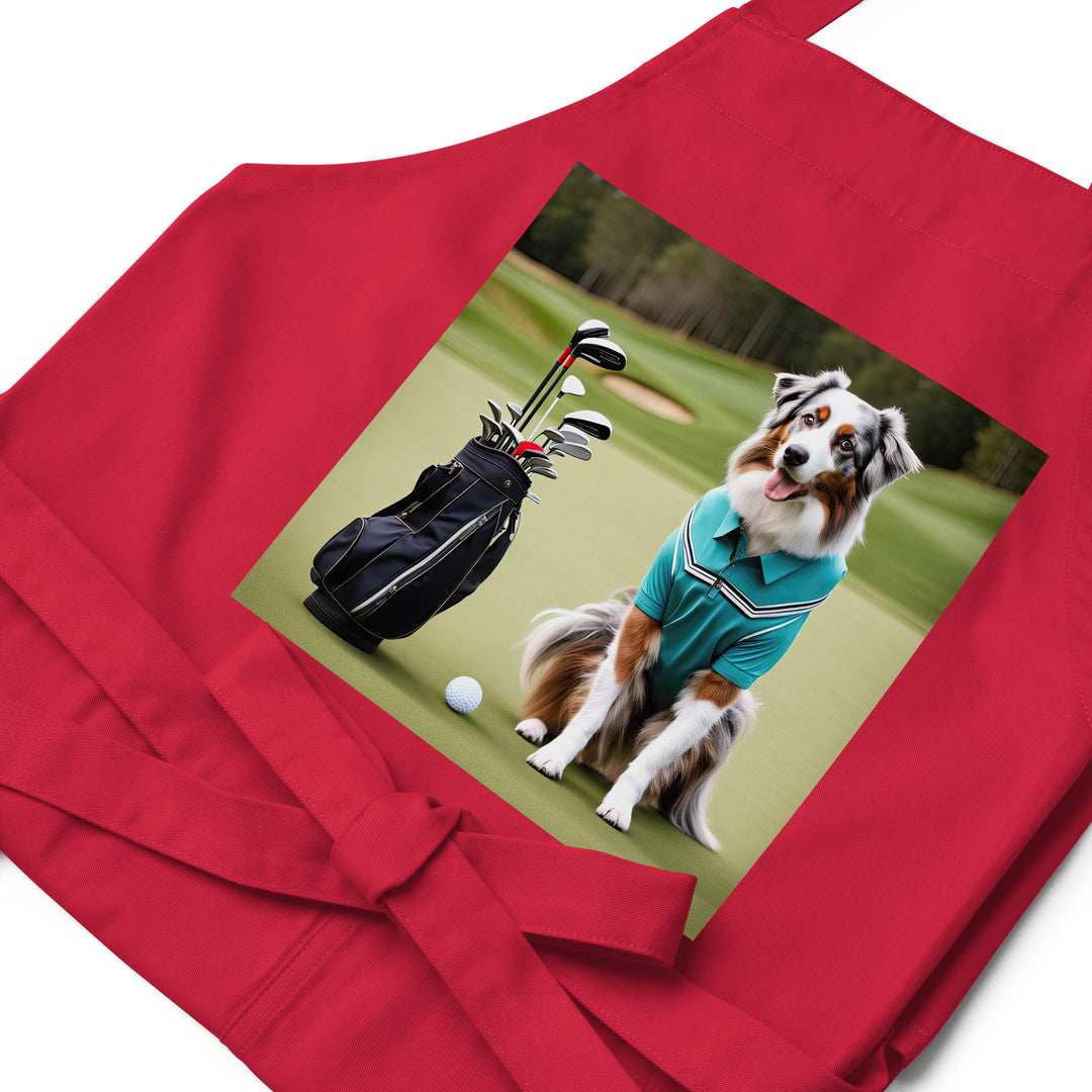 Australian Shepherd Golfer- Organic cotton apron v4