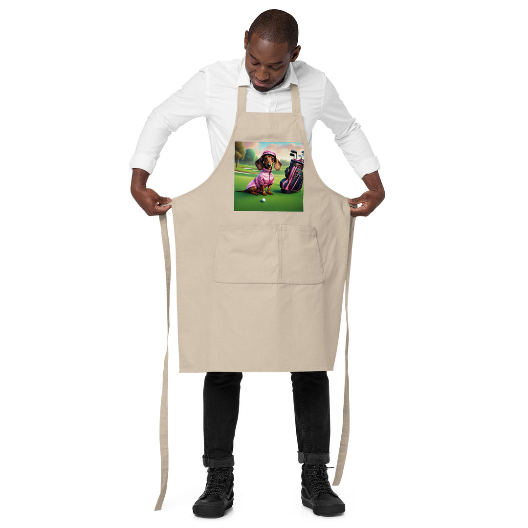 Dachshund Golfer- Organic cotton apron v2