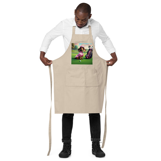 Dachshund Golfer- Organic cotton apron v2